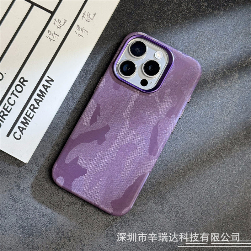 Casedmy Simple Camouflage Leather iPhone Case With Magsafe