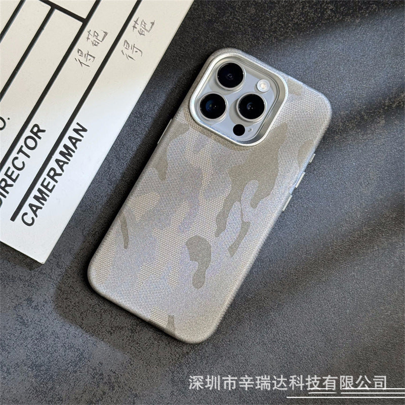 Casedmy Simple Camouflage Leather iPhone Case With Magsafe
