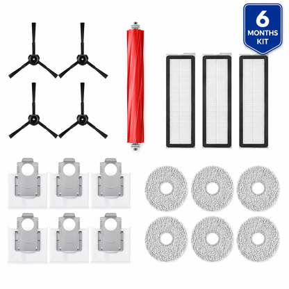 6-Month Replacement Parts Kit for Roborock Qrevo S / Pro / Plus – Main Brush, Side Brushes, Filters, Mop Pads & Dust Bags - caseovo