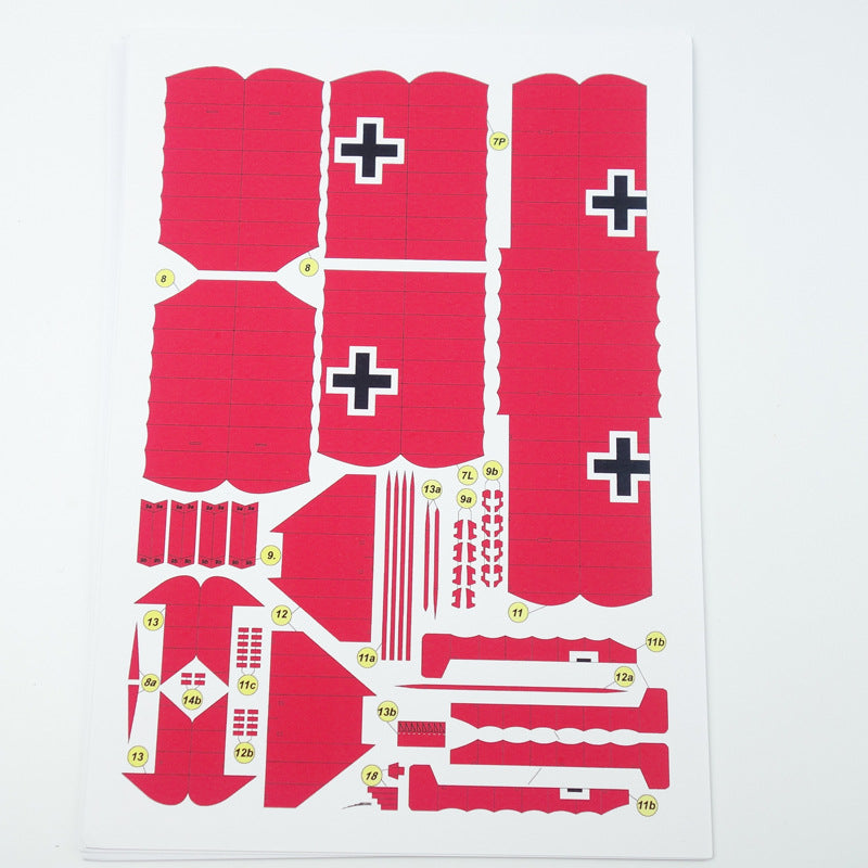 Fokker Dr.I Triplane Paper Model 1:33 Scale WWI German Fighter DIY Kit - caseovo