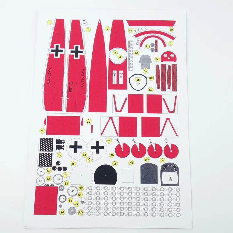 Fokker Dr.I Triplane Paper Model 1:33 Scale WWI German Fighter DIY Kit - caseovo