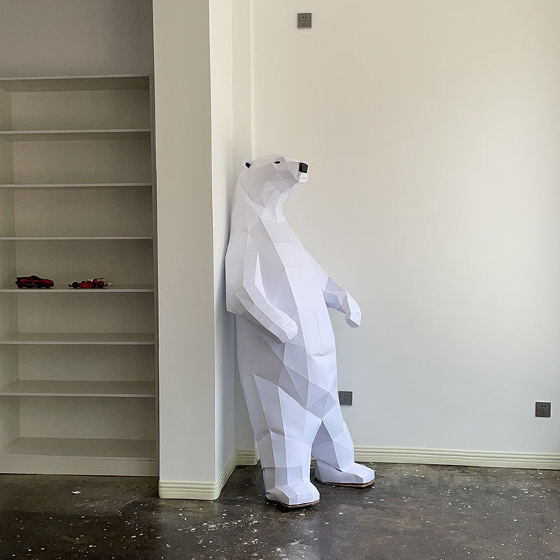 Standing Polar Bear DIY Paper Craft Kit – 1–1.32m 3D Geometric Wall Decor - caseovo