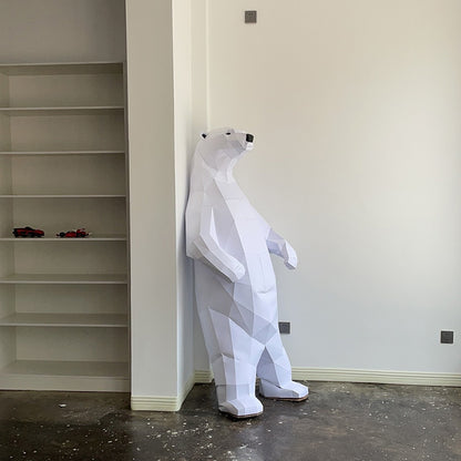 Standing Polar Bear DIY Paper Craft Kit – 1–1.32m 3D Geometric Wall Decor - caseovo
