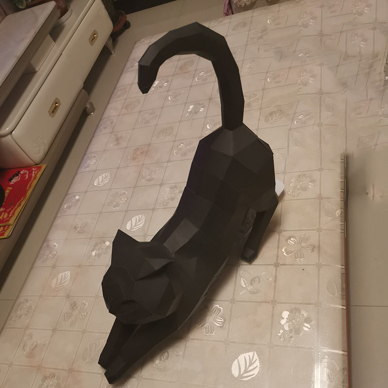 Stretching Cat DIY Paper Craft Kit – 50cm 3D Geometric Sculpture - caseovo