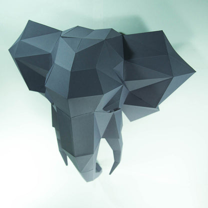 Elephant Head DIY Paper Craft Kit – 72cm 3D Geometric Wall Decor - caseovo