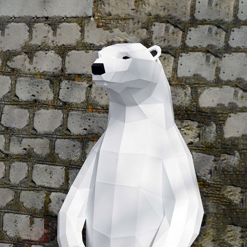 Standing Polar Bear DIY Paper Craft Kit – 1–1.32m 3D Geometric Wall Decor - caseovo