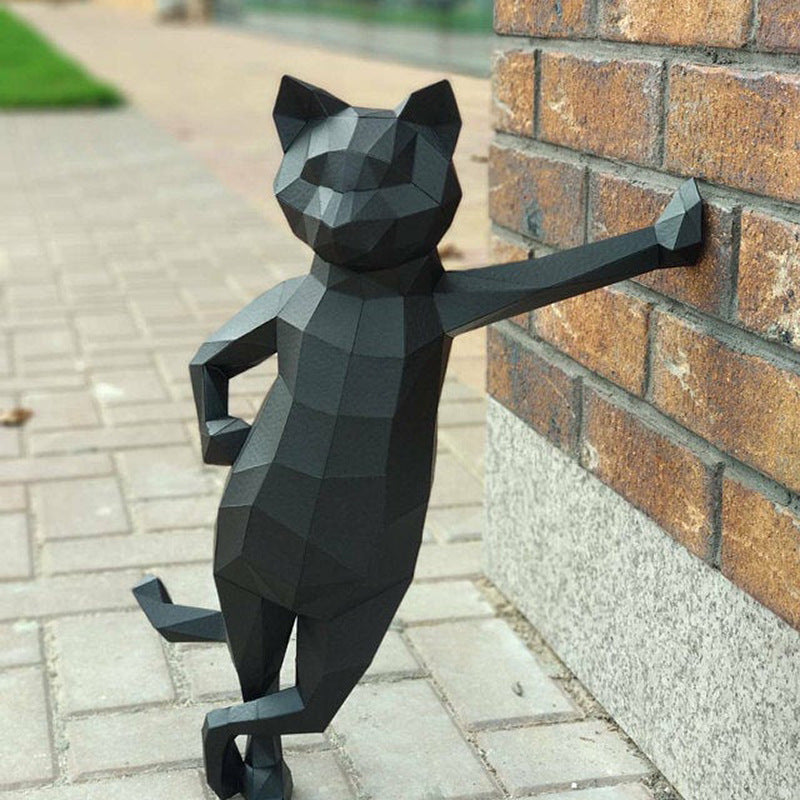 Standing Cat DIY Paper Craft Kit – 50cm 3D Geometric Sculpture - caseovo