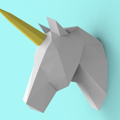 Unicorn Wall Decor DIY Paper Craft Kit – 48cm 3D Geometric Sculpture - caseovo