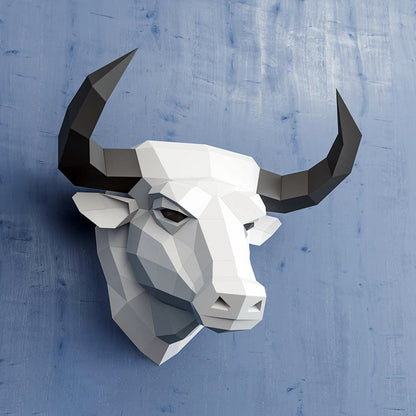 Bull Head Wall Decor DIY Paper Craft Kit – 53cm 3D Geometric Sculpture - caseovo