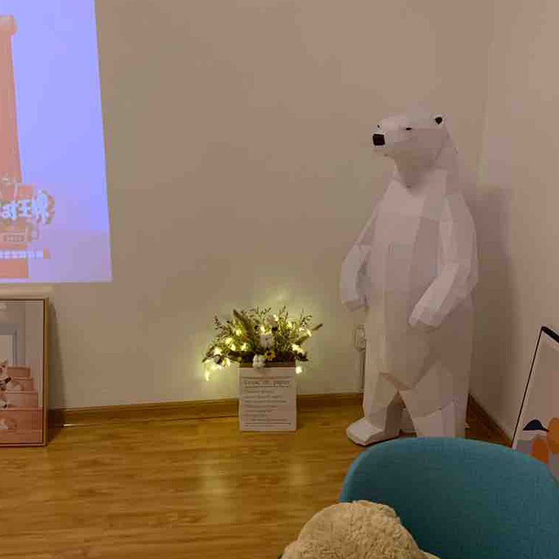 Standing Polar Bear DIY Paper Craft Kit – 1–1.32m 3D Geometric Wall Decor - caseovo
