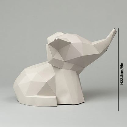 Elephant DIY Paper Craft Kit – 3D Desktop Animal Sculpture - caseovo