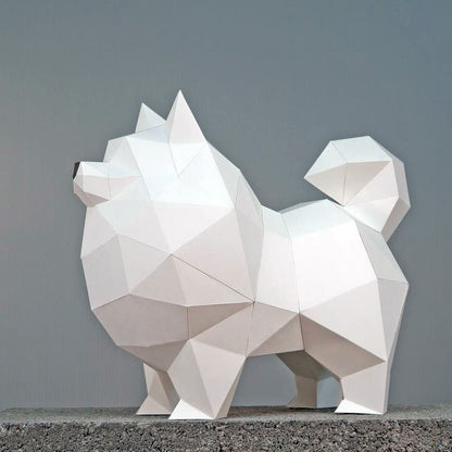 Samoyed Dog DIY Paper Craft Kit – 30cm 3D Polygon Wall Decor - caseovo