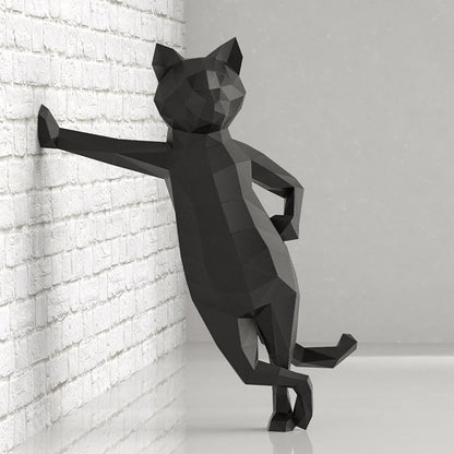Standing Cat DIY Paper Craft Kit – 50cm 3D Geometric Sculpture - caseovo