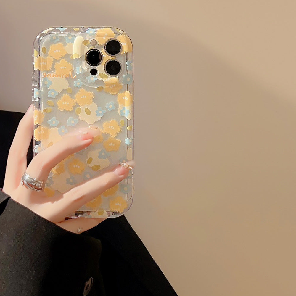 Casedmy Trendy Yellow Blue Small Flower iPhone Case