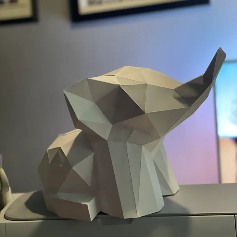Elephant DIY Paper Craft Kit – 3D Desktop Animal Sculpture - caseovo