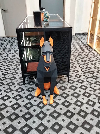 Doberman DIY Paper Craft Kit – 100cm 3D Geometric Dog Sculpture - caseovo