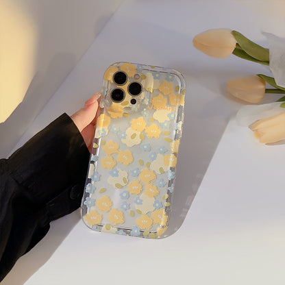 Casedmy Trendy Yellow Blue Small Flower iPhone Case