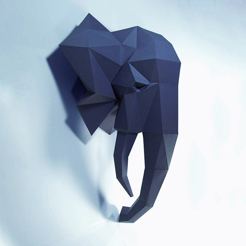 Elephant Head DIY Paper Craft Kit – 72cm 3D Geometric Wall Decor - caseovo