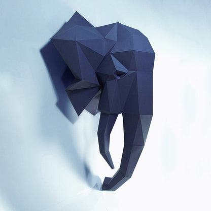 Elephant Head DIY Paper Craft Kit – 72cm 3D Geometric Wall Decor - caseovo