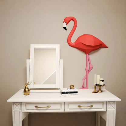 Flamingo DIY Paper Craft Kit – 100cm 3D Geometric Wall & Table Decor - caseovo