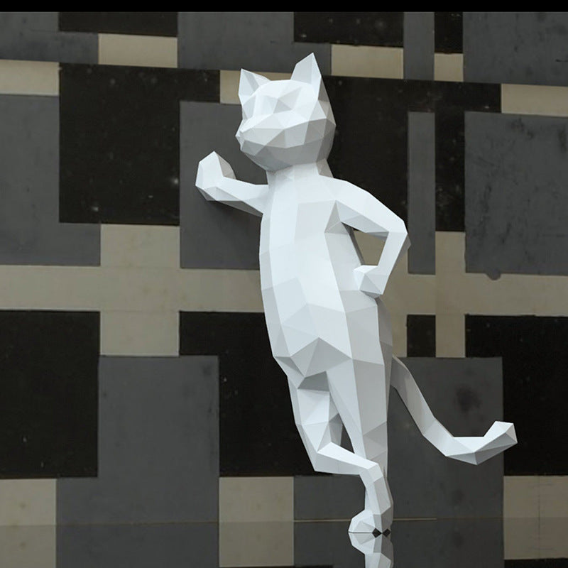 Standing Cat DIY Paper Craft Kit – 50cm 3D Geometric Sculpture - caseovo