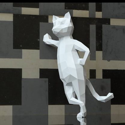 Standing Cat DIY Paper Craft Kit – 50cm 3D Geometric Sculpture - caseovo