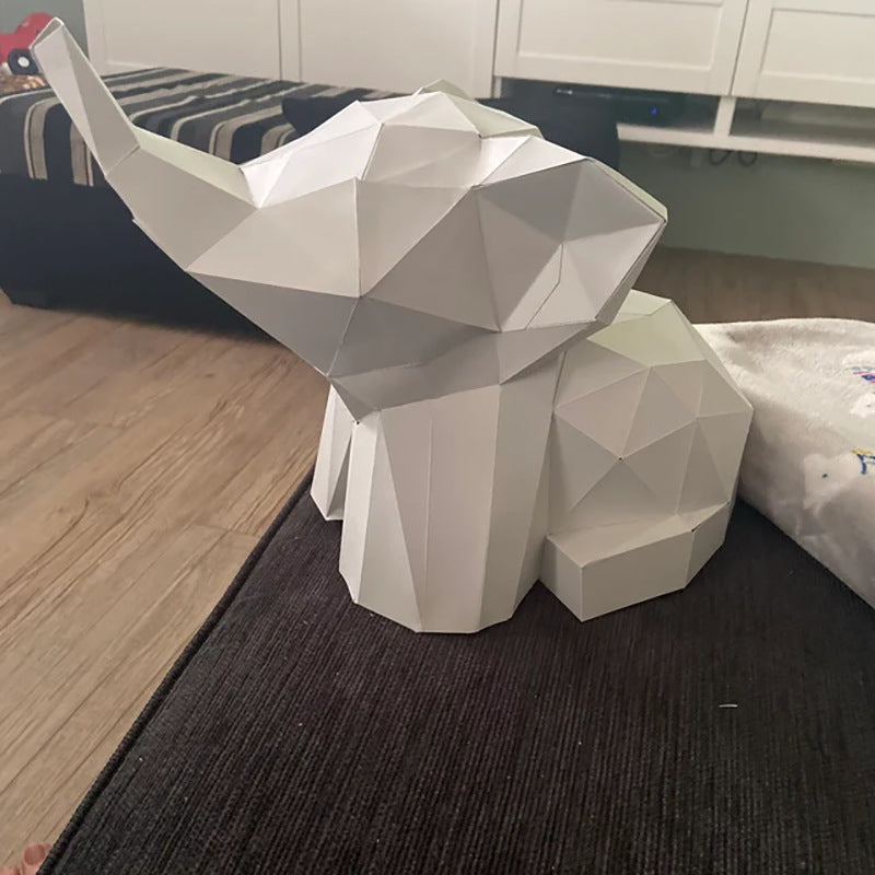 Elephant DIY Paper Craft Kit – 3D Desktop Animal Sculpture - caseovo
