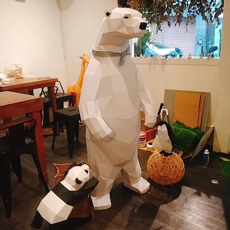 Standing Polar Bear DIY Paper Craft Kit – 1–1.32m 3D Geometric Wall Decor - caseovo