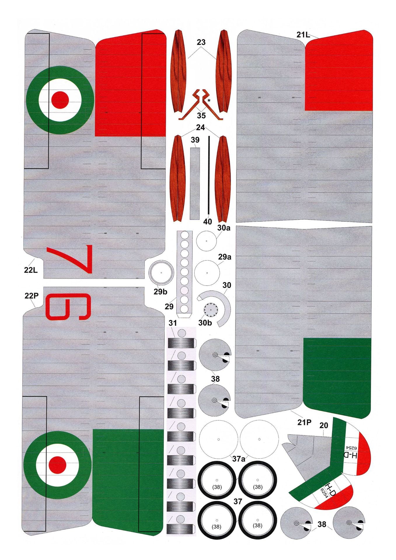 Hanriot HD.1 / HD.2 Biplane Paper Model 1:33 Scale WWI Italian Fighter DIY Kit - caseovo