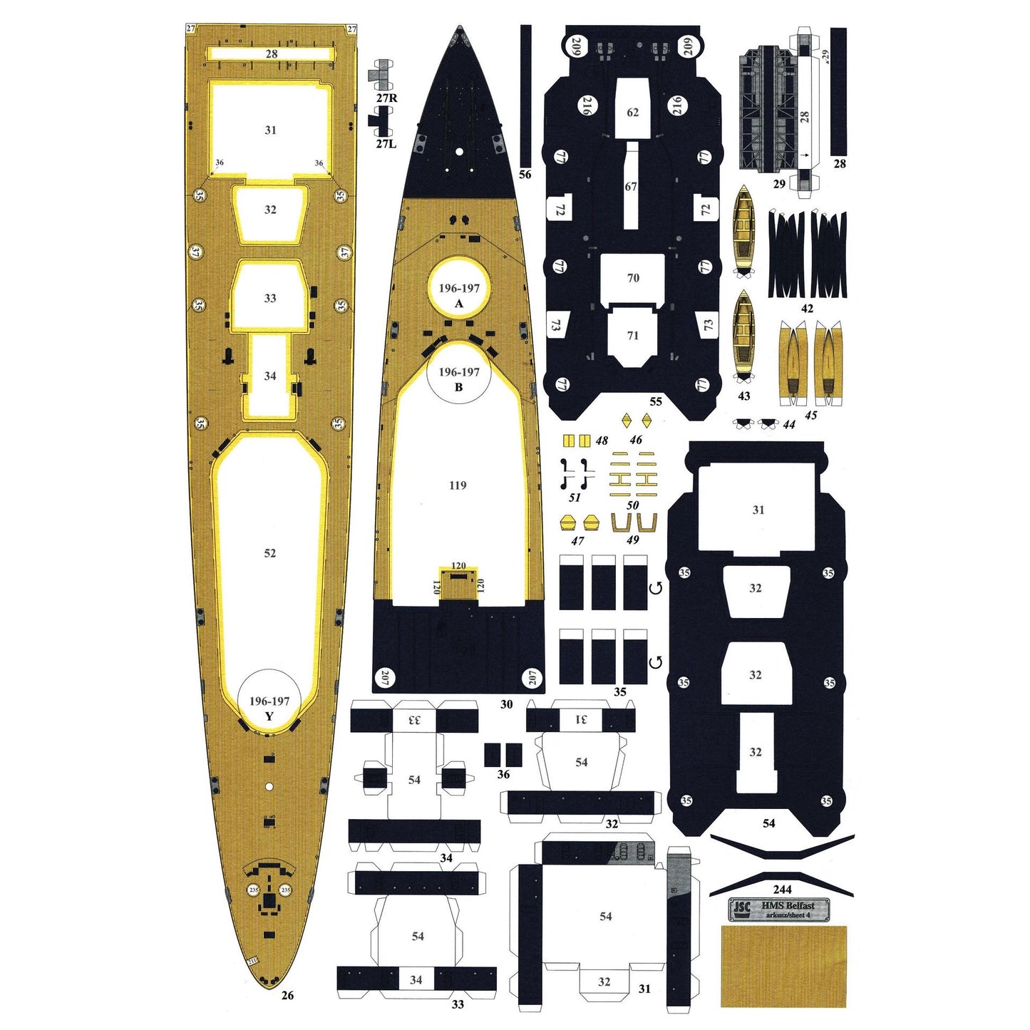 1:400 HMS Belfast Light Cruiser Paper Model – Detailed British Warship DIY Kit - caseovo