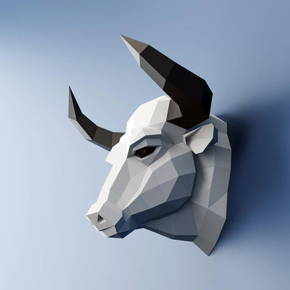 Bull Head Wall Decor DIY Paper Craft Kit – 53cm 3D Geometric Sculpture - caseovo