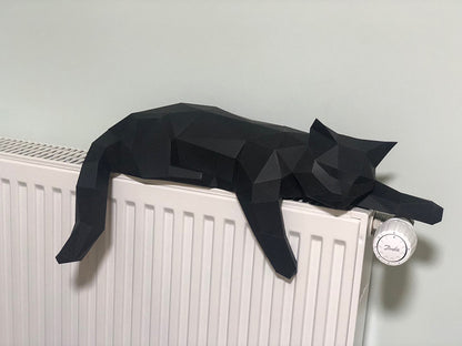 Lying Cat DIY Paper Craft Kit – 45cm 3D Geometric Wall & Table Decor - caseovo