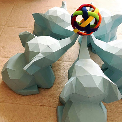 Elephant DIY Paper Craft Kit – 3D Desktop Animal Sculpture - caseovo