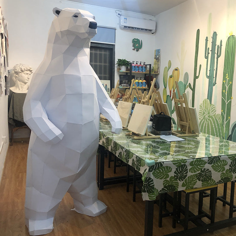 Standing Polar Bear DIY Paper Craft Kit – 1–1.32m 3D Geometric Wall Decor - caseovo