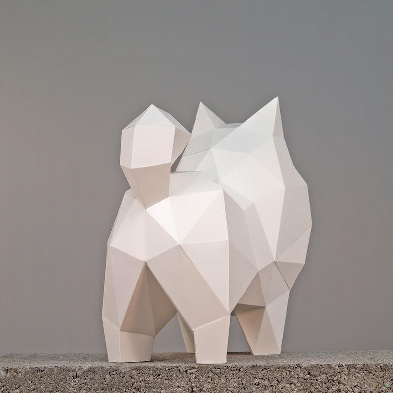 Samoyed Dog DIY Paper Craft Kit – 30cm 3D Polygon Wall Decor - caseovo