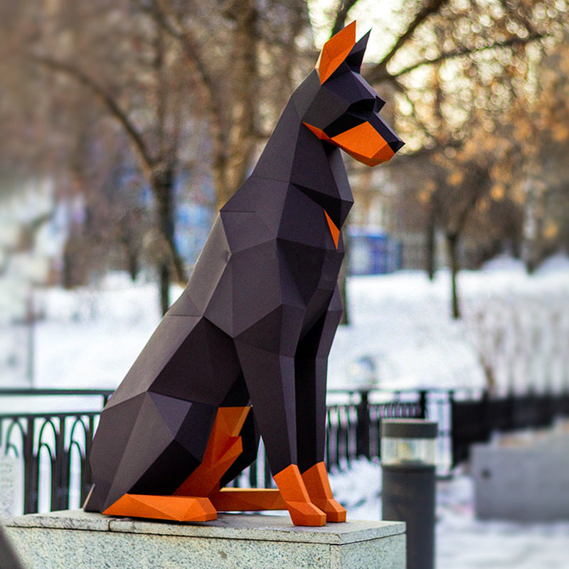 Doberman DIY Paper Craft Kit – 100cm 3D Geometric Dog Sculpture - caseovo
