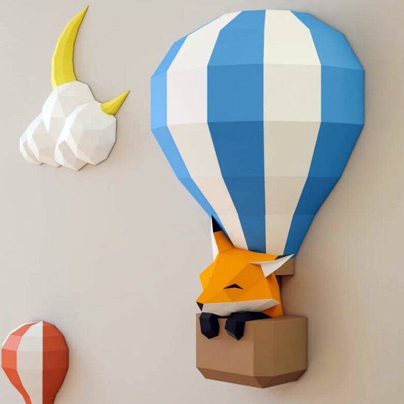 Cute Fox DIY Paper Craft Kit – 58cm 3D Geometric Wall Decor Sculpture - caseovo