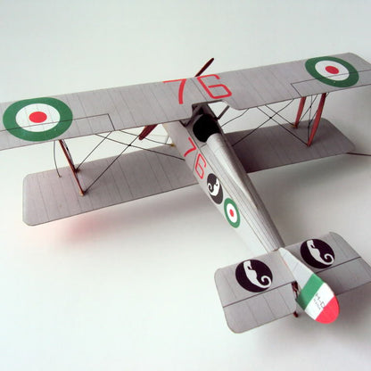 Hanriot HD.1 / HD.2 Biplane Paper Model 1:33 Scale WWI Italian Fighter DIY Kit - caseovo