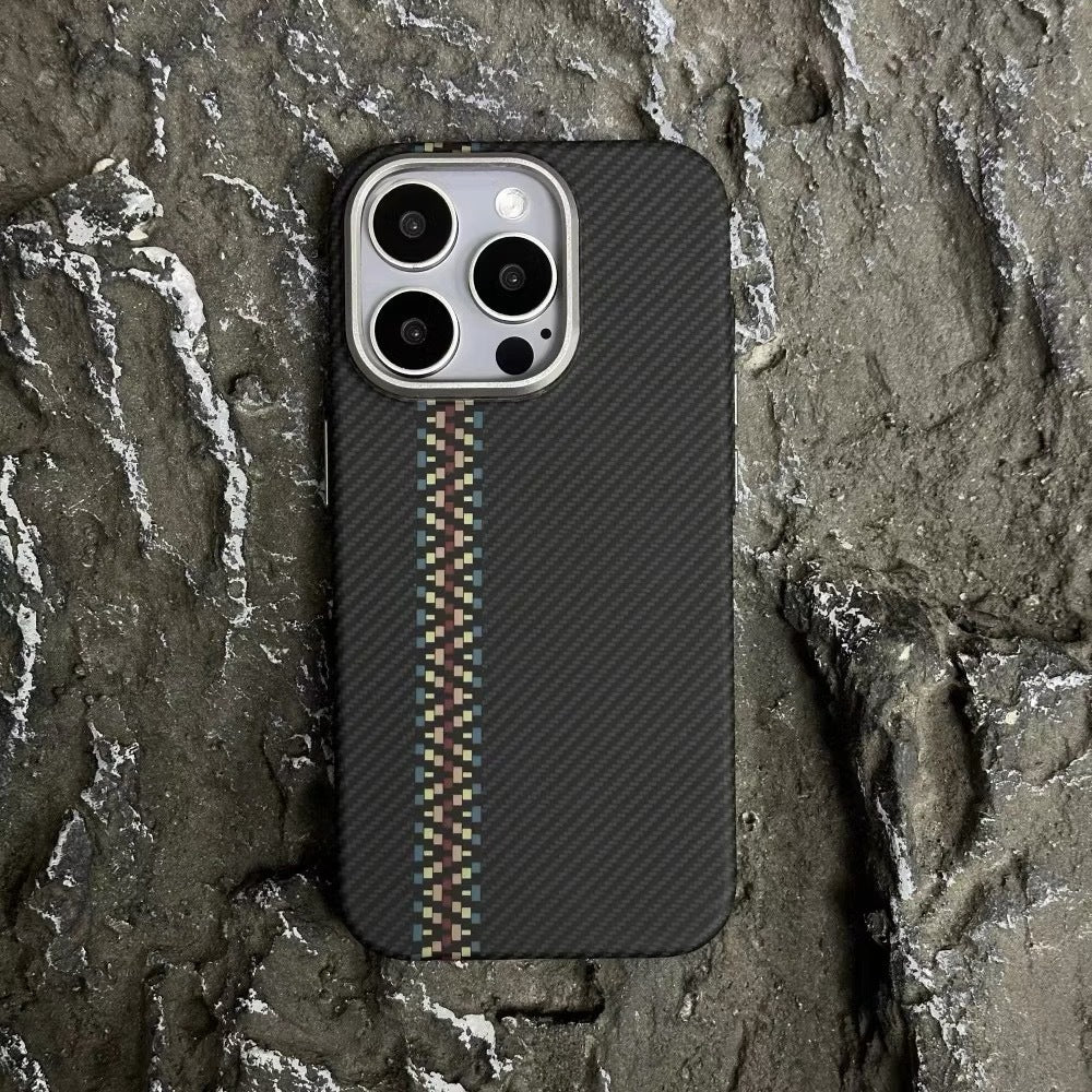 Casedmy Carbon Fiber Texture Matte Magnetic iPhone Case With MagSafe