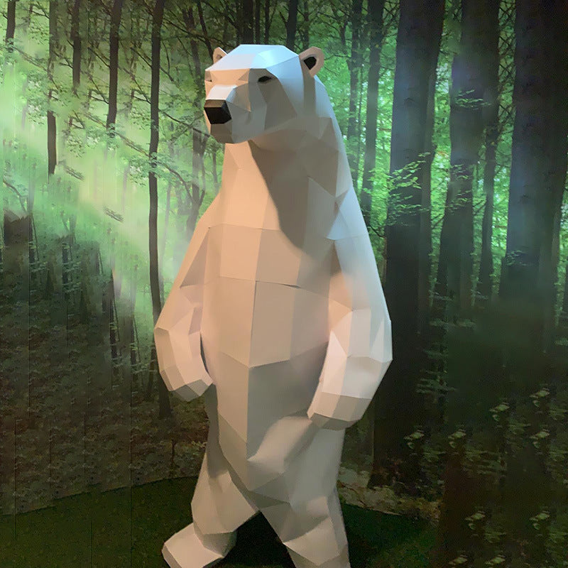 Standing Polar Bear DIY Paper Craft Kit – 1–1.32m 3D Geometric Wall Decor - caseovo