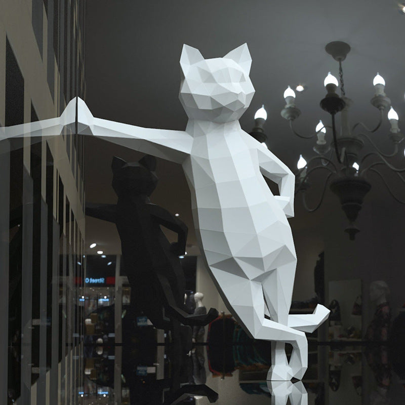 Standing Cat DIY Paper Craft Kit – 50cm 3D Geometric Sculpture - caseovo