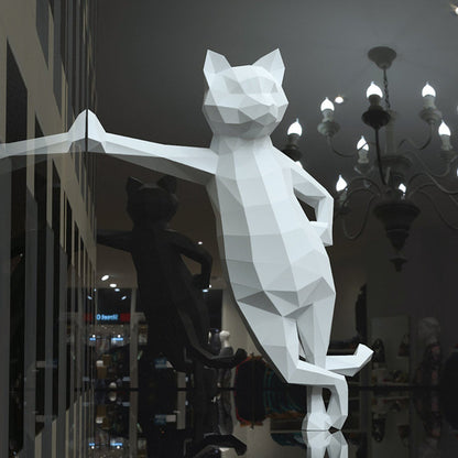 Standing Cat DIY Paper Craft Kit – 50cm 3D Geometric Sculpture - caseovo