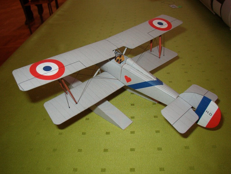 Hanriot HD.1 / HD.2 Biplane Paper Model 1:33 Scale WWI Italian Fighter DIY Kit - caseovo