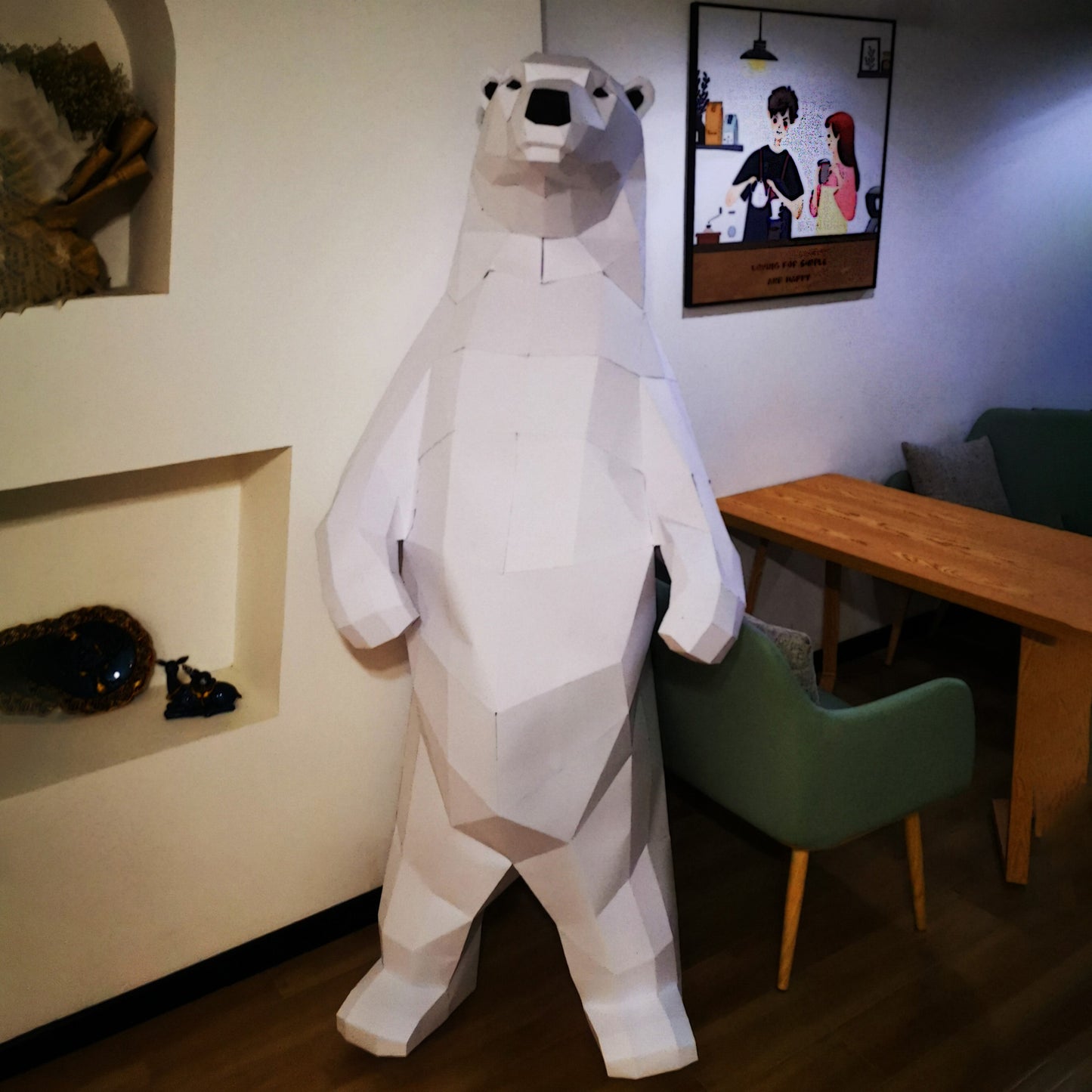 Standing Polar Bear DIY Paper Craft Kit – 1–1.32m 3D Geometric Wall Decor - caseovo