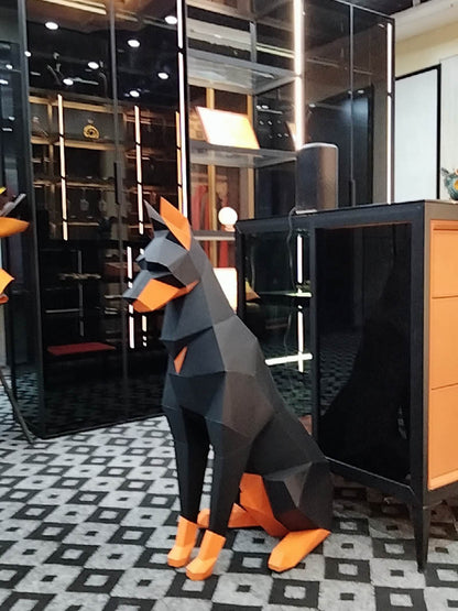 Doberman DIY Paper Craft Kit – 100cm 3D Geometric Dog Sculpture - caseovo
