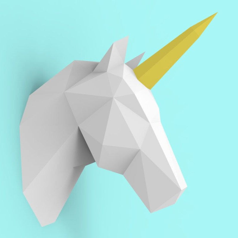 Unicorn Wall Decor DIY Paper Craft Kit – 48cm 3D Geometric Sculpture - caseovo