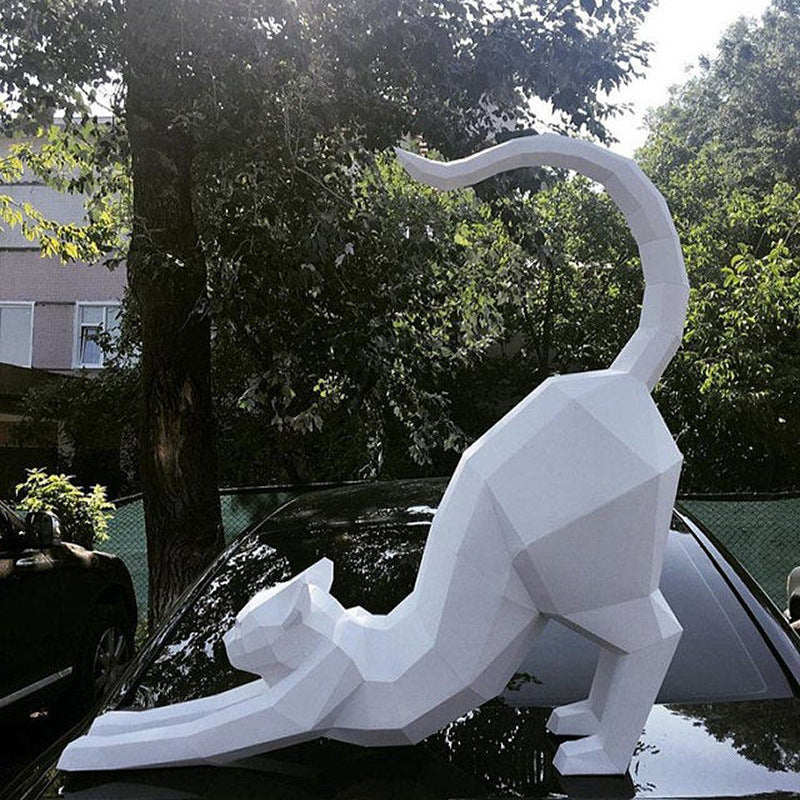 Stretching Cat DIY Paper Craft Kit – 50cm 3D Geometric Sculpture - caseovo