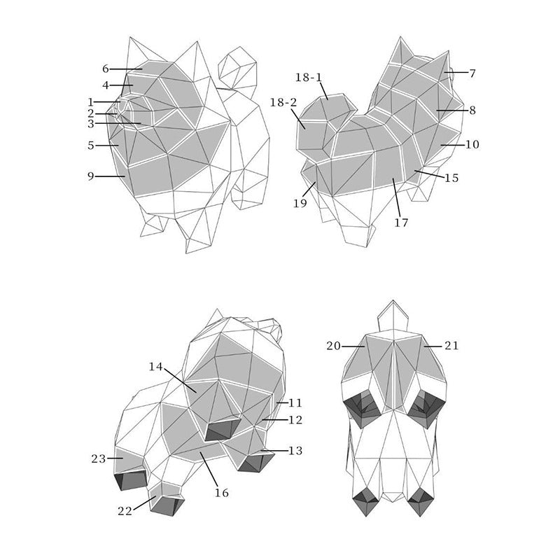 Samoyed Dog DIY Paper Craft Kit – 30cm 3D Polygon Wall Decor - caseovo