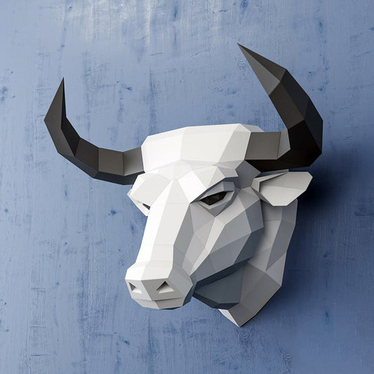 Bull Head Wall Decor DIY Paper Craft Kit – 53cm 3D Geometric Sculpture - caseovo