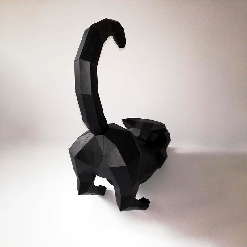 Stretching Cat DIY Paper Craft Kit – 50cm 3D Geometric Sculpture - caseovo